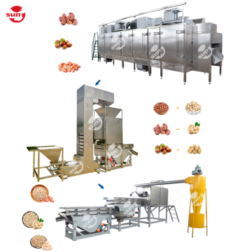 Automatic Nut Roaster Peeler Cutter Machine for Cocoa, Hazelnut, Peanut Production Line