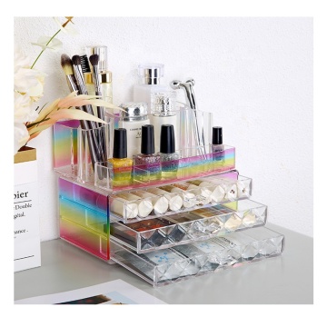 Organisateur de maquillage en plastique empilable - petite boîte de rangement cosmétique pour le rouge à lèvres, fard à paupières, pinceaux et parfum