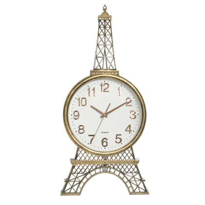 Antique Craft Eiffel Tower Shape Plastic Wall Clock with Quartz Movement