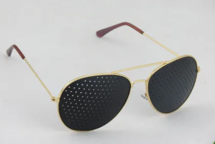 Pinhole aviator glasses metal frame black lenses ponhole glasses for eyes relaxed