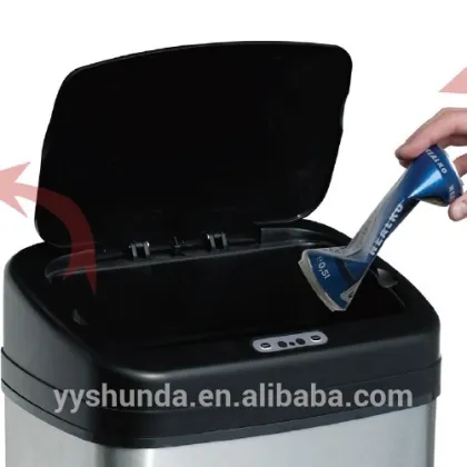 kitchen furniture Europe advertising squared trash can modern intelligent trash can with lid galvanized steel trash can