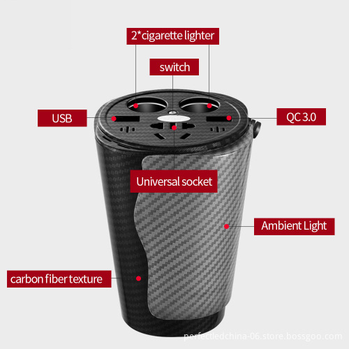 Universal Voice Control Car Power Inverter with Lights and Multi-Function Charger