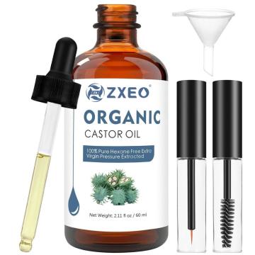 100% puro prensado a frio não refinado Organic Castor Oil Hexane Free Castor Óleo para Cabelo para Crescimento do Cabelo Com Kit de Cílios