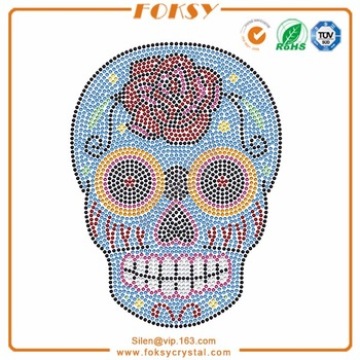 Roes Flower Skull rhinestone transfers custom