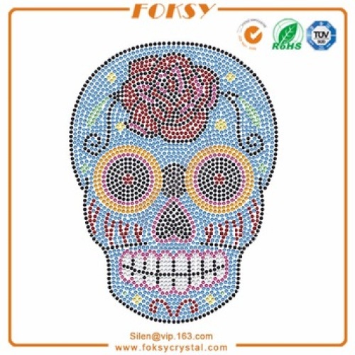 Roes Flower Skull rhinestone transfers custom