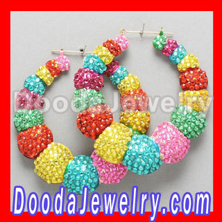 Wholesale Basket Ball Wives Celeb Inspired Gold Multi Bamboo Earrings 