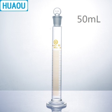 HUAOU 50mL Measuring Cylinder with Ground In Glass Stopper Graduation Glass Round Base Laboratory Chemistry Equipment