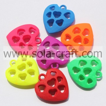 Cheap 11*37*38MM Rubber Effect Colorful Earring Heart Spacer Beads Wholesale