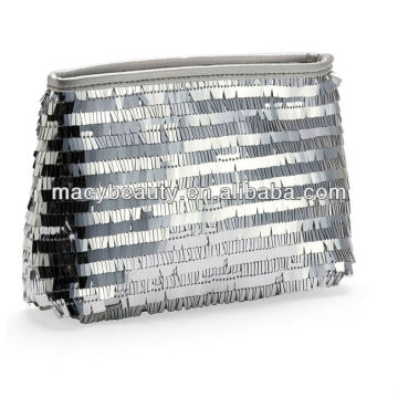 Silver cosmetic bag with sequin shimmer