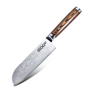 7 Inch 67 Layer Damascus VG-10 Santoku Knife with Pakka Wood Handle