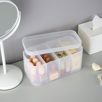 Boîte d'organisateurs de maquillage empilable en plastique avec couvercle pour le stockage cosmétique des ménages