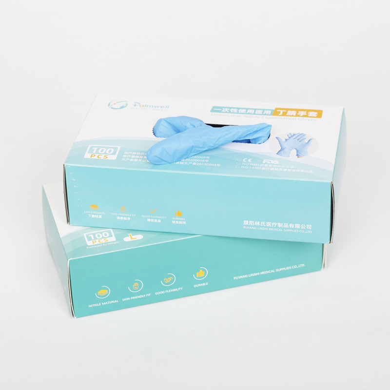 AQL1.5 blue disposable nitrile gloves powder-free