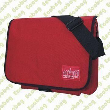 Shoulder Bag with Coated Cotton Canvas Exterior and Flapover Message Bag