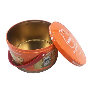 Customized Round Iron Box With Carrying Handle