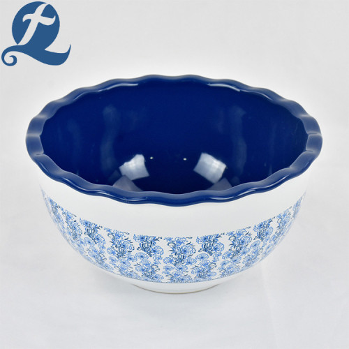 Conjunto requintado de impressão Blue Lotus Leaf Bowl