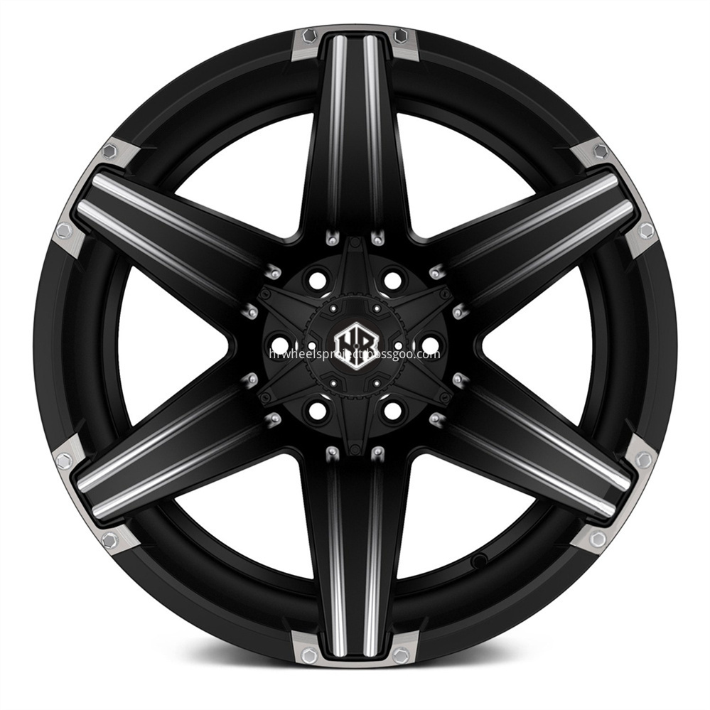 Hrw Off Road Wheels Hr6083 Satin Black Milled Accents Front