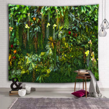 Zielone rośliny Tapestry ścienne Liście lasów tropikalnych Natura Tapestry wiszące na ścianie w salonie Sypialnia Dorm Home Decor