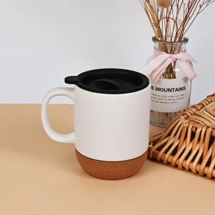 Cork Base Insulated Mug with Lid - Anti Scalding Coffee Cup for Office