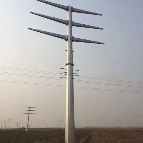 Pole en acier de transmission électrique galvanisée à chaud