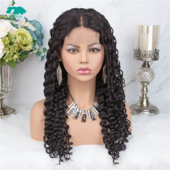 TOP 180 density deep wave hair 4*4 lace wigs