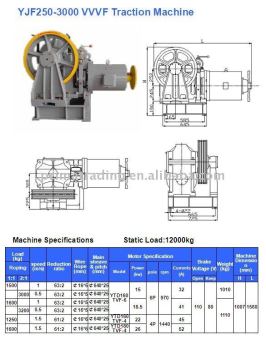 VVVF Traction Machine YJF250-3000 VVVF(1500-3200kg)