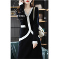 Casual A-line full wool knit skirt suit