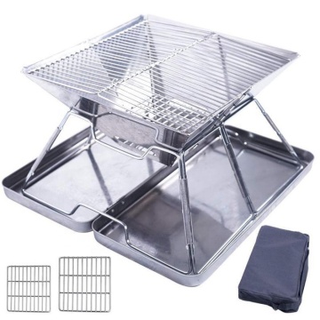 Portable Foldable Stainless Steel BBQ Grill: Ideal for Outdoor Cooking, Camping, Picnics, and Beach Use