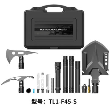 Folding Survival Shovel with Axe and Hatchet Functionality, High Carbon Steel, Extended Handle for Camping, Cycling, and Hiking