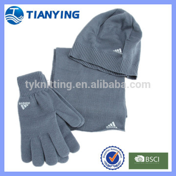 Men's fashion brand acrylic hat scarf gloves set