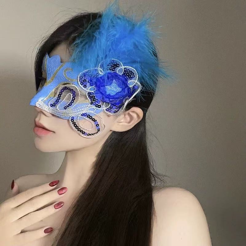 Colorful Feather Floral Venetian Eye Mask