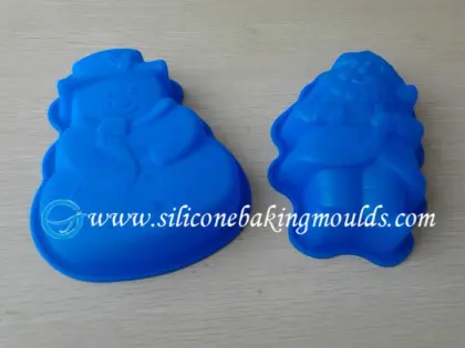 Christmas Snow Man Nonstick Blue Silicone Cake Mould For Cupcakes