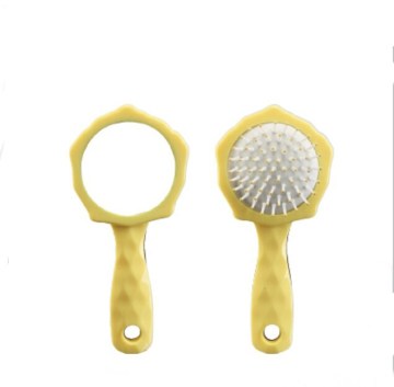 Delicate flower type mirror and hair brush set witn ABS handle