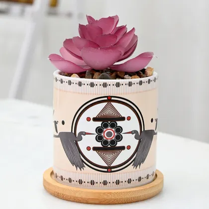 Egyptian Pattern Creative Ceramic Pots for Desktop Succulents and Cacti