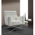 Modern White Armchair with Chrome X-Frame Base