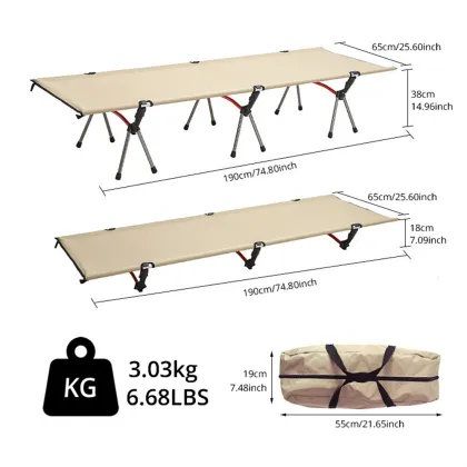 Oem Multifuncional Ultralight Aluminium Alloy Adjustable Height Single Folding Outdoor Portable Camping Bed Cot For Nap