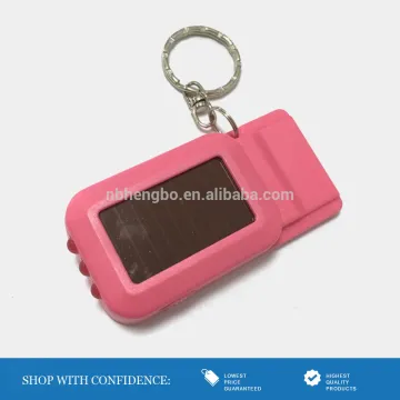 pink color environmental plastic solar led key chain lights whistle