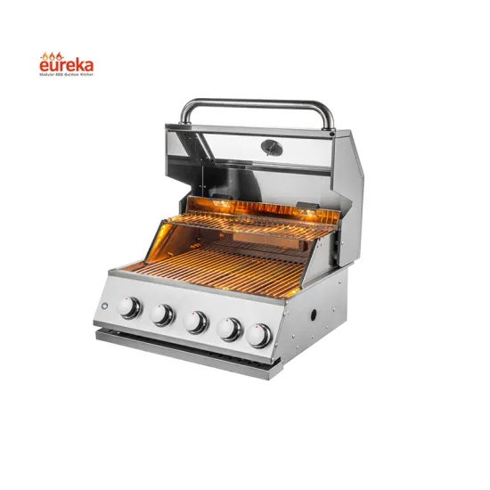 Built In 4 Burner Smoker Foldable Bbq Outdoor Gas Grill