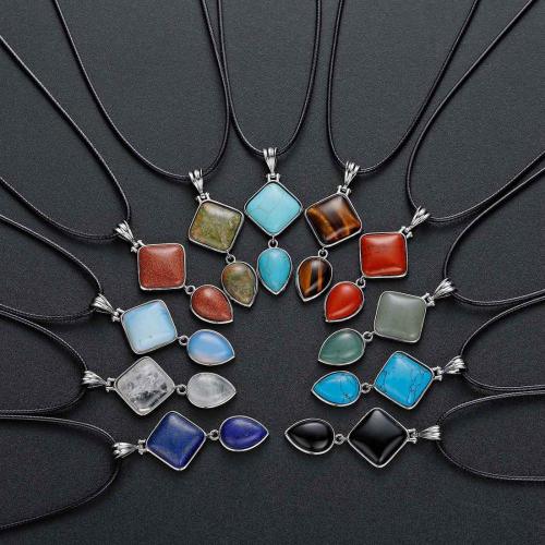 Rhombus Water Drop Pendant Necklace For Women Simple Fashion Teardrop Necklaces Girls Charm Gifts