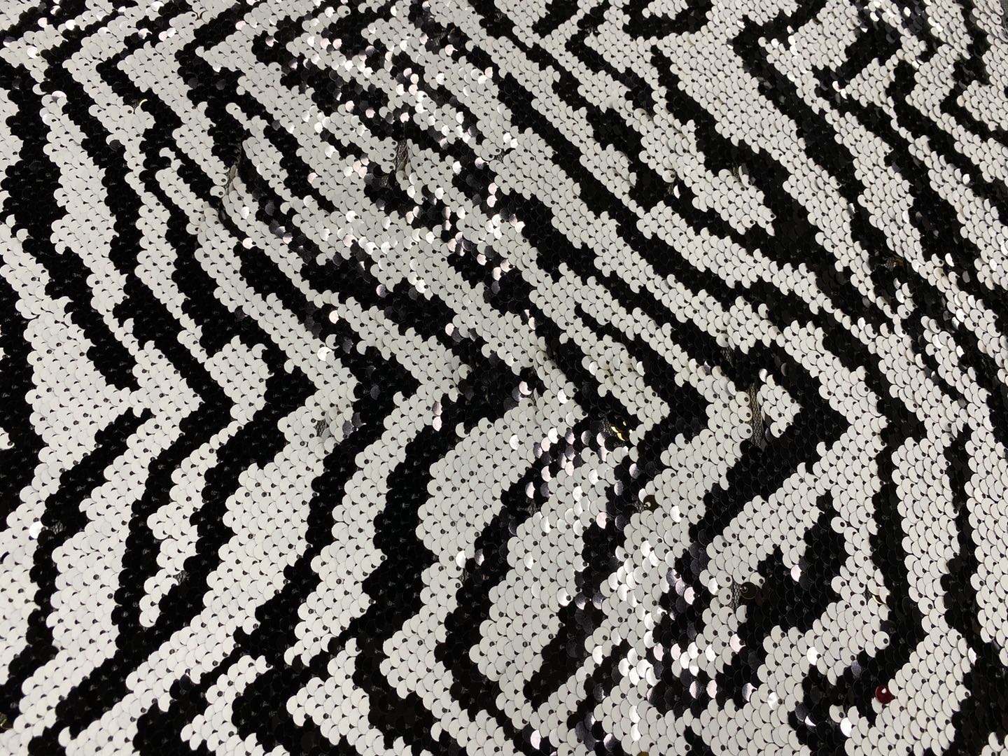 Black White Sequin Embroidery Fabric