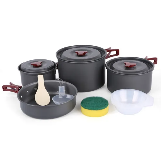 Portable Non-Stick Camping Cookware Set with Teapot for Outdoor & Self-Driving Trips