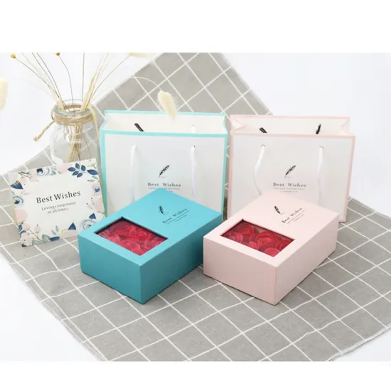 Hot-Sell Rose Paper Gift Box with PVC Window