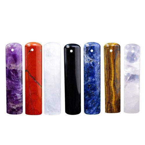 Gemstone Cylindrical Pendant Necklace for Women Men 14X60MM