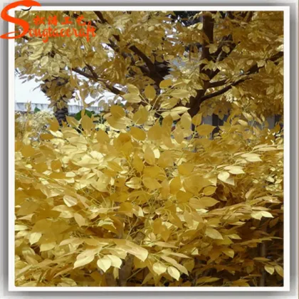 small potted gold artificial banyan trees