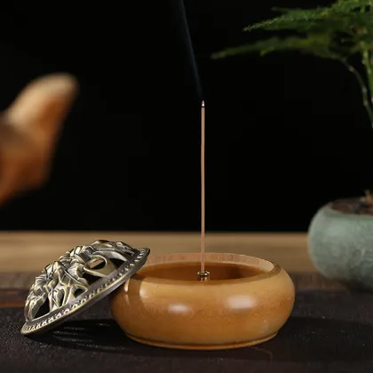 Unique Retro Bamboo Zen Fragrance Plate Incense Burner for Agarwood Tea Rooms & Yoga Studios
