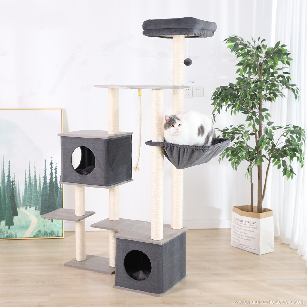 Multi Level Modern Cat Tower Furniture Wooden Scratching