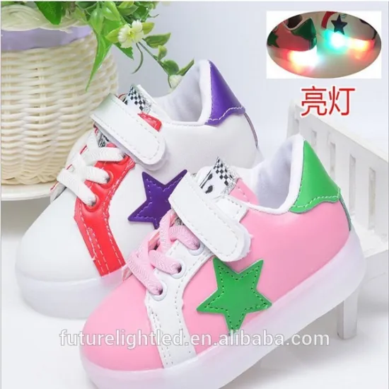 2017 popular little star led light up shoes for kids