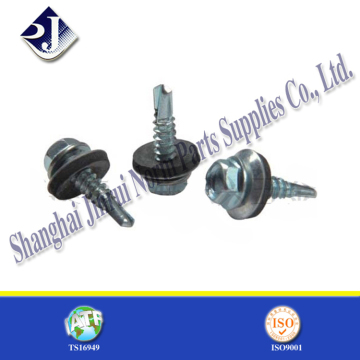 carbon steel hex flange head self tapping screw with washer
