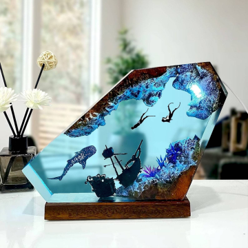 Customizable Epoxy Resin Ocean Style USB Night Lamp - Unique Home Decor Gift