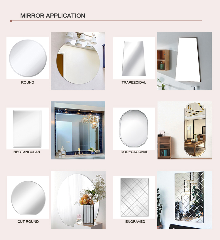 5mm 6mm decorative metal round bathroom safety frame glass mirror price