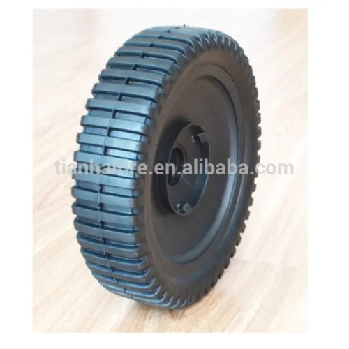 8x2 Inch Semi Pneumatic Rubber Wheel With Bar Tread For Mowers, High